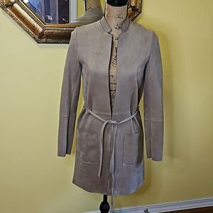 H & M Tan long Jacket size 0